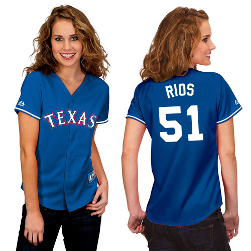 Alex Rios #51 mlb Jersey-Texas Rangers Women's Authentic 2014 Alternate Blue Baseball Jersey